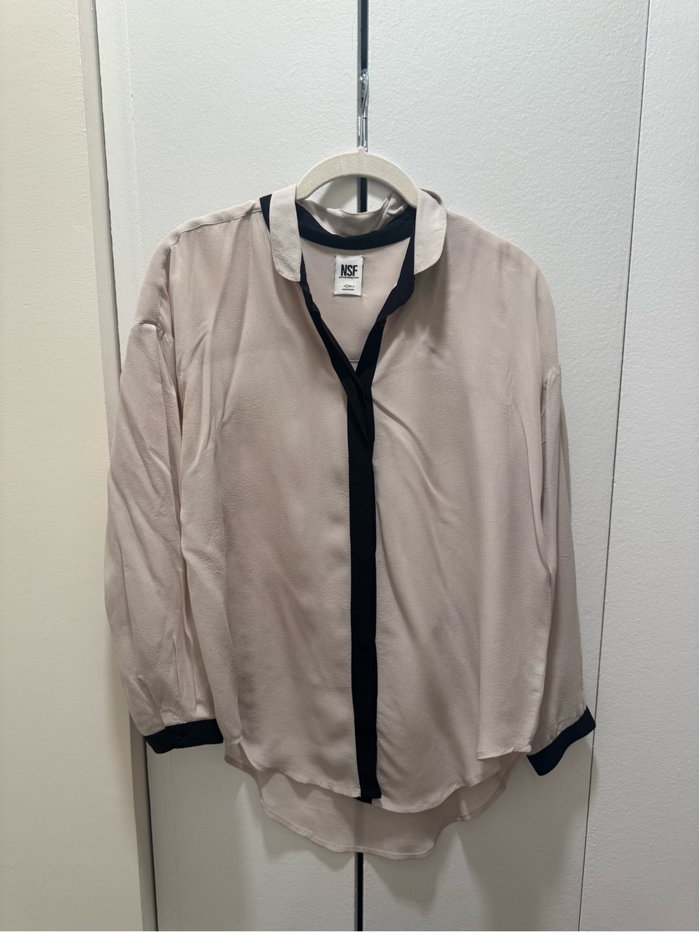 NSF Beige Blouse with Black Trim